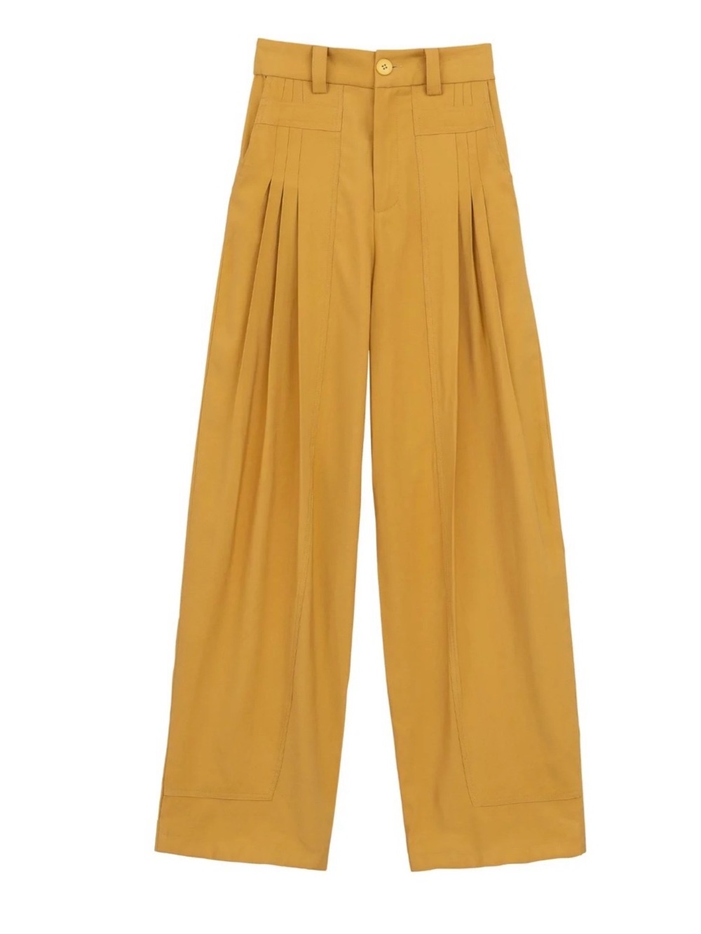 LILI SIDONIO Mustard/yellow high-waisted, wide-leg, pleated trousers M